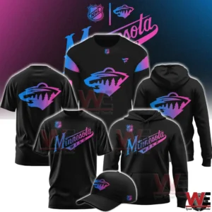 Minnesota Wild cyberpunk style hockey apparel set in black with neon logo!