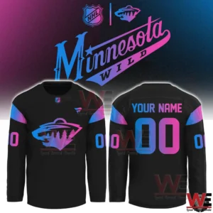 Minnesota Wild NHL Cyberpunk Warm Up Hockey Limited Edition 2026 Jersey, Hoodie 8 Minnesota Wild cyberpunk long sleeve hockey jersey with customizable back!