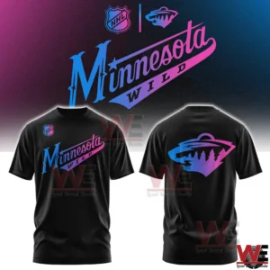 Minnesota Wild NHL Cyberpunk Warm Up Hockey Limited Edition 2026 Jersey, Hoodie 9 Minnesota Wild cyberpunk style black t shirt with colorful team logo!