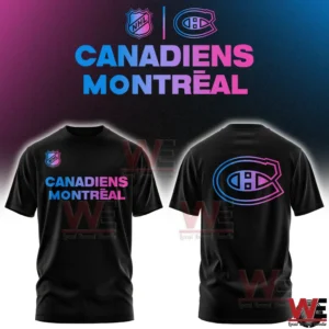 Front and back view of Montreal Canadiens cyberpunk style black shirt!