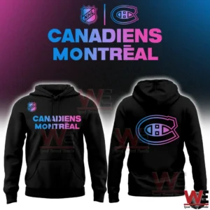 Montreal Canadiens black cyberpunk hoodie with neon logo front and back!