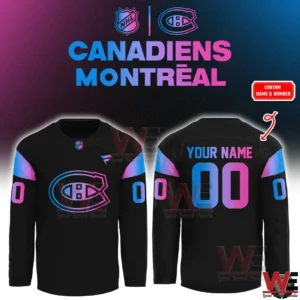 Montreal Canadiens cyberpunk long sleeve jersey with custom name design!