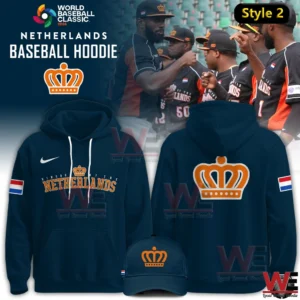 Netherlands Baseball 2026 World Baseball Limited Editon Hoodie 6 Navy baseball cap with orange crown logo and Netherlands flag detail!