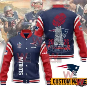 New England Patriots 2026 Super Bowl Champions Baseball Jacket