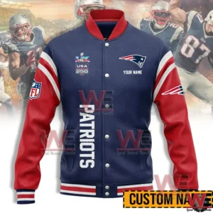 Front view of New England Patriots baseball jacket!