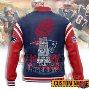 Back view of New England Patriots championship baseball jacket!
