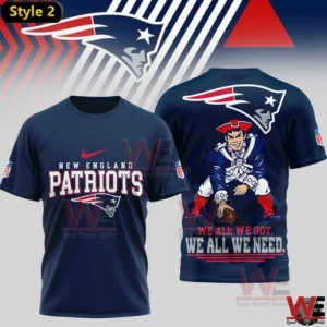 Navy Patriots shirt with team logo and football character graphic!