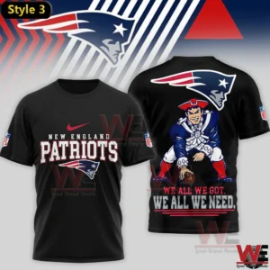 Black Patriots shirt with logo and bold football warrior image!