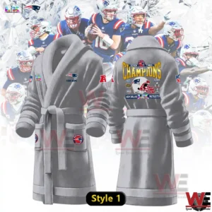 Gray New England Patriots champions bathrobe front and back view!