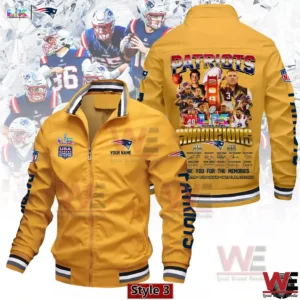 Yellow Patriots championship bomber jacket with detailed artwork!