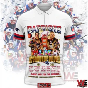 White Patriots champions polo shirt with front graphic!