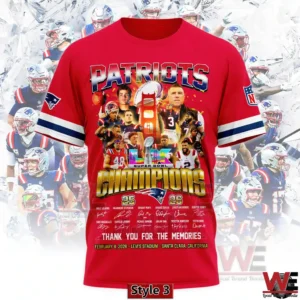 Red Patriots champions tee shirt front view!