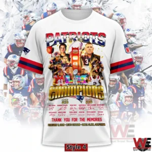 White Patriots champions tee shirt front view!