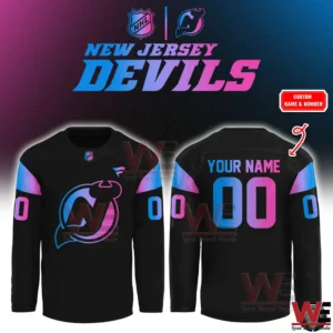 New Jersey Devils cyberpunk long sleeve jersey with custom name and number!