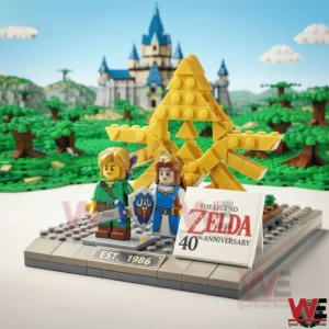 New The Legend Of Zelda 40Th Anniversary 2026 Brick Building 5 Legend of Zelda 40th anniversary brick display with characters golden symbol forest and castle background!