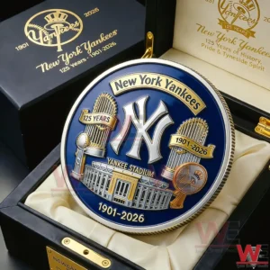 New York Yankees 125th Anniversary 1901-2026 Coin 5 New York Yankees 125 year commemorative coin in premium display box!