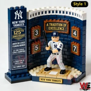 Brick model of New York Yankees player with anniversary wall and championship display!