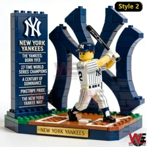 Brick model of New York Yankees batter in front of large NY logo display!