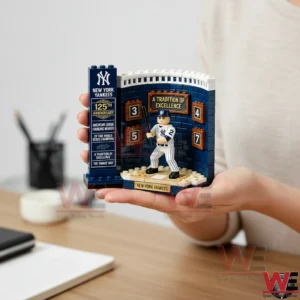 Hand holding small brick New York Yankees baseball display model!