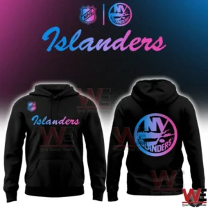 New York Islanders cyberpunk hoodie shown from front and back!