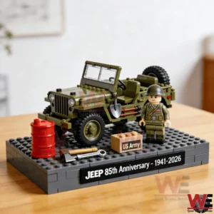 Official Jeep 85th Anniversary Commemorative Brick Edition 3 Close view of Jeep anniversary brick model with soldier and display plaque!