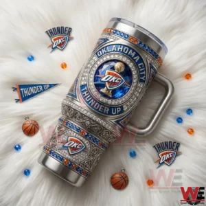 Oklahoma City Thunder Up 40oz Tumbler 6 Oklahoma City Thunder tumbler displayed with team accessories on soft background!