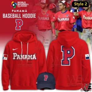 Panama Baseball 2026 World Baseball Limited Editon Hoodie 8 Red Panama baseball hoodie with Panama text on front and large P on back for World Baseball Classic 2026!