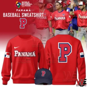 Panama Baseball 2026 World Baseball Limited Editon Hoodie 10 Red Panama baseball sweatshirt with Panama text on front and large P on back for World Baseball Classic 2026!
