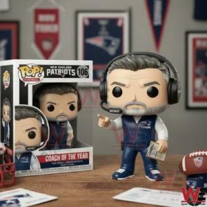 Patriots coach collectible figure with headset standing on a desk!