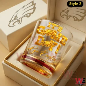 Philadelphia Eagles game day whiskey glass with gold lettering!