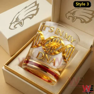 Philadelphia Eagles DNA themed whiskey glass in gift box!