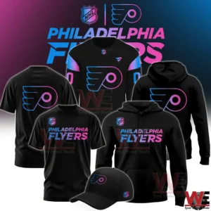Philadelphia Flyers black apparel collection with neon logo and modern design!