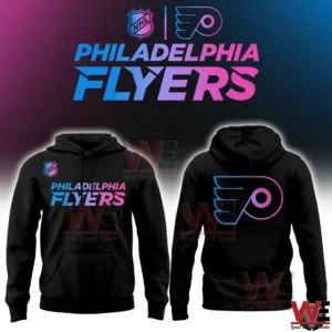 Philadelphia Flyers NHL Cyberpunk Warm Up Hockey Limited Edition 2026 Jersey, Hoodie 8 Philadelphia Flyers black hoodie with neon logo design!