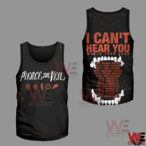 Black Pierce The Veil tank top with bold front logo and tour graphic on back!