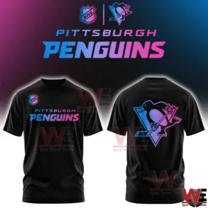 Front and back view of a Pittsburgh Penguins cyberpunk style shirt!