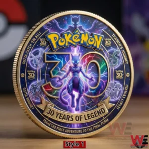 Pokemon Sky Dominion collector coin with a legendary green dragon design!