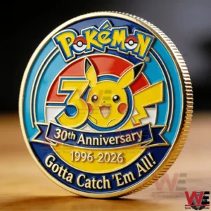 Pokemon 30th Anniversary coin with Pikachu and large 30 logo design!
