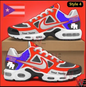 Red white and purple Puerto Rico themed sneakers with custom name and PR detail on box!