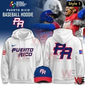 Puerto Rico baseball hoodie and cap set with PR logo for 2026 World Baseball Classic.