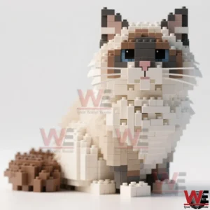 Ragdoll Cat Building Brick Set Kit 3 Close up of a detailed ragdoll cat made from building bricks!