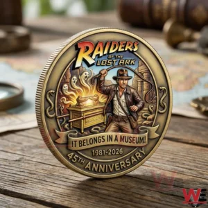 Commemorative coin with adventurer and ancient ark artwork!