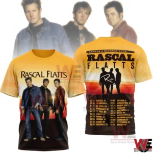 Rascal Flatts tour shirt with band image on front and tour design on back!