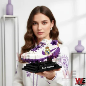 Real Madrid football boot building block model held on a display base!