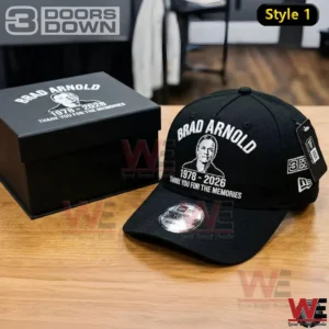 Black memorial cap with portrait and tribute box!
