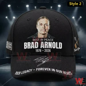 Black memorial cap with portrait under stage lights!