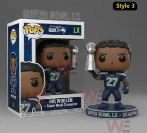 Seattle Seahawks Super Bowl LX champion figure raising a trophy!