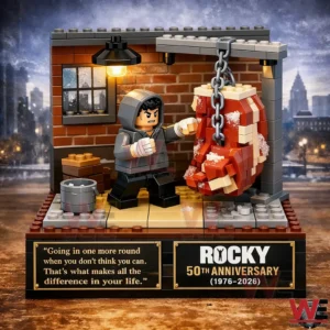 Brick built boxer training with a hanging meat bag inside a gritty gym!