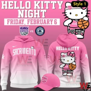 Pink Sacramento Kings Hello Kitty hoodie front and back view!