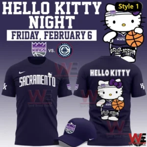 Dark purple Sacramento Kings Hello Kitty Night shirt!