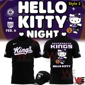 Black Sacramento Kings Hello Kitty Night shirt!